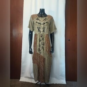 MPH Forest Fairy Grunge Dress 2X Fits L/XL Embroidery Boho Medieval Renaissance